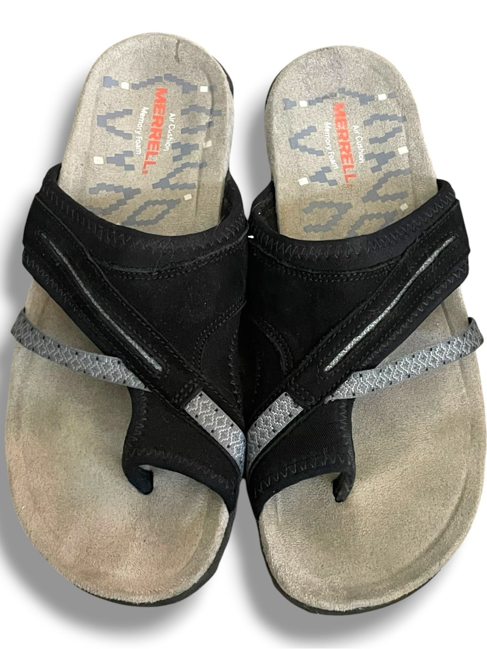 Merrell Air Cushion Memory Foam Sandals — Black/Gray